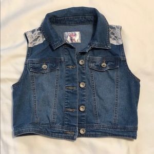 Girls jean vest with lace accent (size 8/10)